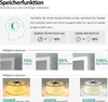 Marketing image showing features of a bathroom mirror with LED lighting. Anteprima dell’immagine prodotto