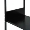 A close-up view of a black shelf on a shelving unit. Produktbild-Vorschau