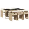 Design 7-tlg. Garten-Essgruppe mit Kissen Beige Poly Produktbild-Vorschau 2