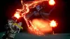 A person in a spacesuit firing a weapon at a creature in a dark, fiery environment. Produktbild-Vorschau