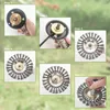 Collage of 6 images showing steps to attach a wire brush head to a string trimmer. Voir les images du produit