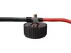 A close-up shot of a car tire inflator with black and red hoses connected to a silver fitting on top of a black, ribbed cylindrical base. Náhled obrázku produktu
