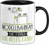 Modellbahnfan Geschenk Tasse Becher Die Frau Die Allen Kann Produktbild-Vorschau 1