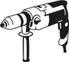 A black and white illustration of a rotary hammer drill. Voir les images du produit
