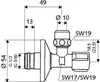 Valvola ad angolo Schell da 1/2" con raccordo a spinta e Anteprima dell’immagine prodotto 3