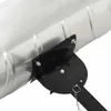 Close-up of a metal snow shovel attachment with black metal brackets and hardware. Podgląd zdjęcia produktu