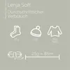 Diagram showing yarn consumption for different knitted items and yarn length per weight. Produktbild-Vorschau