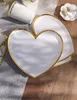 10 Pappteller Herz weiß und gold 22,5 x 20 cm für Taufe und Produktbild-Vorschau 4