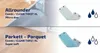 Two different types of mop heads are shown, each with descriptive text and water droplet icons. Produktbild-Vorschau
