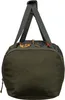 A close-up, front-facing view of a duffel bag with a camouflage pattern and green panels. Produktbild-Vorschau