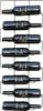 A metal wine rack mounted on a wall, holding multiple bottles of red wine. Produktbild-Vorschau