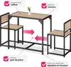 Ensemble MILTON Table + 2 Chaises Style Vintage - Bois Voir les images du produit 3