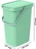 A mint green trash can with a lid and handle, shown from a slight angle. Dimensions are indicated with text. Náhľad obrázku produktu