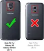 Two phone backs are shown, one with a green checkmark and text indicating it fits certain Samsung models, and another with a red X indicating it does not fit a different model. Podgląd zdjęcia produktu