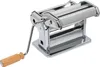 A chrome-plated pasta maker with a wooden handle is shown against a white background. Voir les images du produit