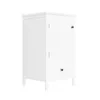 A white wooden cabinet with a single drawer and a door with a glass panel, shown against a white background. Anteprima dell’immagine prodotto