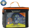 A black and orange bag containing Michelin snow chains, with a clear window showing a tire with the chains on it. Náhľad obrázku produktu
