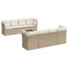 9-tlg. Garten-Sofagarnitur mit Kissen Beige Poly Rattan Produktbild-Vorschau 1