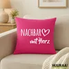 Huuraa Kissenbezug Nachbar mit Herz 40x40cm Fuchsia Produktbild-Vorschau 2