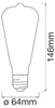 A diagram showing the dimensions of an LED light bulb. Produktbild-Vorschau