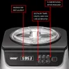 Nahaufnahme des Bedienfelds der Unold Eismaschine Uno 1,2 L mit digitalem Timer, beschrifteten Taste Produktbild-Vorschau