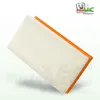 A white pleated filter with an orange frame is shown against a white background. A logo and text are visible in the top right corner, and a watermark is present on the product and background. Produktbild-Vorschau
