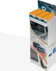 A display stand filled with electronic parking discs, with marketing graphics on the stand. Produktbild-Vorschau
