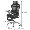 A black ergonomic office chair with dimensions indicated by measurement lines and text. Náhled obrázku produktu