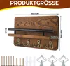 Schlüsselbrett Holz mit Ablage, Schlüsselhalter mit Metall Produktbild-Vorschau 3
