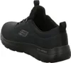 A black Skechers sneaker shown from the side and back. Voir les images du produit