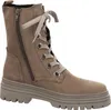 A single beige lace-up boot with a side zipper is shown against a white background. Produktbild-Vorschau