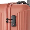 A close-up shot of a coral-colored suitcase with a TSA-approved combination lock. Produktbild-Vorschau