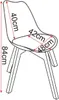 A line drawing of a chair with dimensions indicated by red arrows and text. Produktbild-Vorschau