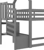 A close-up view of a gray wooden bunk bed with a storage staircase. Podgląd zdjęcia produktu