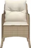 A front view of a beige poly rattan armchair with cream cushions. Produktbild-Vorschau