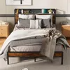 Bettgestell 140x200 cm mit Lochwand-Kopfteil, Metallbett Produktbild-Vorschau 1