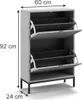 A shoe cabinet with dimensions indicated by measurement lines and text. Podgląd zdjęcia produktu