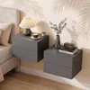 COSTWAY, set di 2 comodini da parete con 2 cassetti, Anteprima dell’immagine prodotto 2