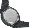 Close-up of the back of a black Casio G-Shock watch, showing the metal case back with engraved text and logos. Voir les images du produit