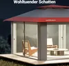 Wiltec Faltpavillon Moskitonetz 3,92 x 3,92 m grau rot, Produktbild-Vorschau 7