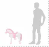 A plush unicorn toy is shown next to a silhouette of a person for scale. Náhled obrázku produktu