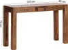 A wooden console table with a drawer, shown from the front with dimensions indicated. Produktbild-Vorschau