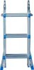 A front view of a silver and blue multi-purpose folding ladder against a white background. Produktbild-Vorschau