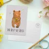 Mr. & Mrs. Panda Postkarte Bär Honig - Grau Pastell - Produktbild-Vorschau 3