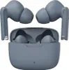 A pair of gray wireless earbuds and their charging case are shown against a white background. Produktbild-Vorschau