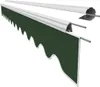 A close-up, angled view of a green awning with a scalloped edge and white trim, against a white background. Produktbild-Vorschau