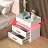Table de nuit avec éclairage LED avec 2 tiroirs Voir les images du produit 2
