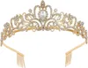 Diadem Gold mit Kamm, Krone Damen, Kristall Tiaras, Tiara Produktbild-Vorschau 1