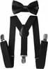 A black bow tie and suspenders set against a white background. Produktbild-Vorschau