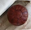 Marokkanischer XL Echtleder Pouf - Honigrot - Handgefertigt Produktbild-Vorschau 3